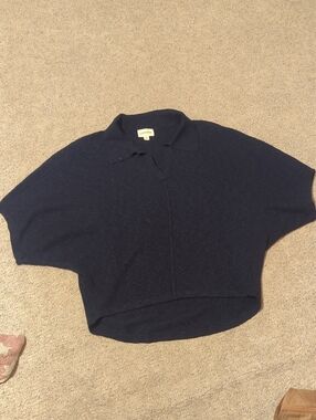Cotierra Dark Navy Hi-Lo V-neck Dolman Small  Top